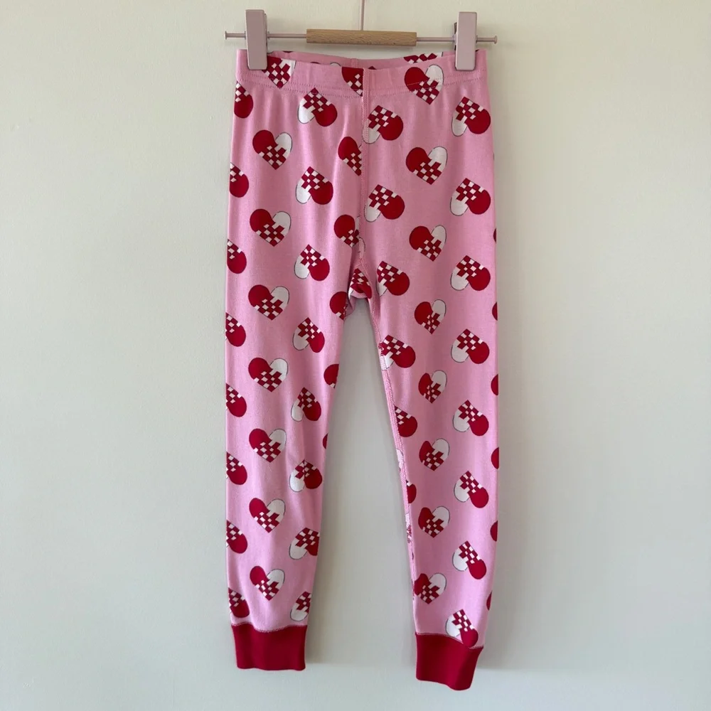 Hanna Andersson Valentine Hearts Long Johns Pajama Set Pink Red 4T